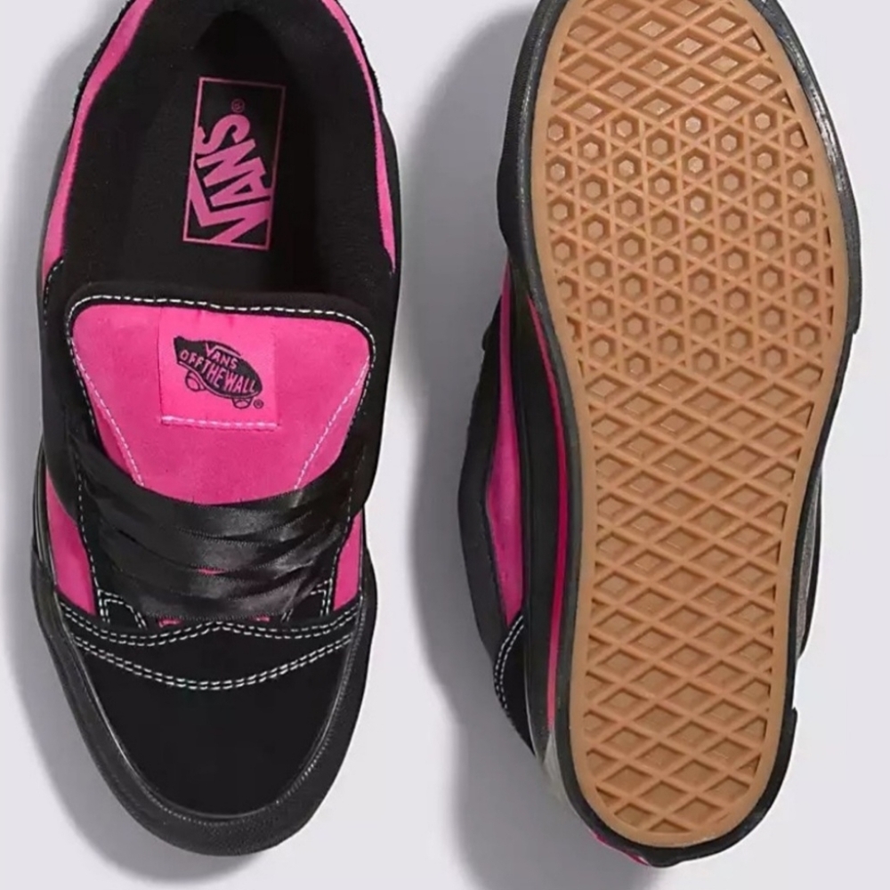 VANS Knu Skate Platform Stacked Skateboarding Sneakers Black/Hot-Pink/Satin New - Picture 10 of 11